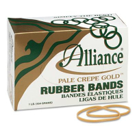 Alliance 3-1/2" x 1/8" Size #33 Pale Crepe Gold Rubber Bands, 1 lb. Box