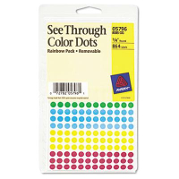 Avery 1/4" See-Through Removable Color Coding Labels, Assorted, 864/Pack