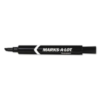 Marks-A-Lot Large Permanent Marker, Chisel Tip, Black, 12-Pack