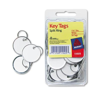 Avery 1-1/4" Diameter Metal Rim Key Tags, White, 50/Pack