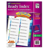 Avery Ready Index Letter 16-Tab Two-Column Numbered Table of Contents Divider, Assorted, 1 Set