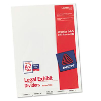 Avery Exhibit A-Z Preprinted 26-Tab Letter Dividers, White, 1 Set