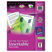 Avery Big Tab 9" x 11" 8-Tab Two-Slash Pocket Index Dividers, Assorted, 1 Set