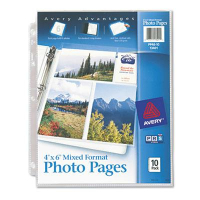 Avery Six 4" x 6" 3-Hole Punched Mixed Format Photo Pages, 10/Pack