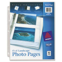 Avery Four 4" x 6" 3-Hole Punched Horizontal Photo Pages, 10/Pack