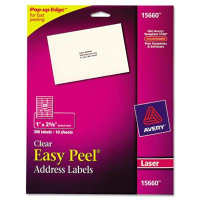 Avery 2-5/8" x 1" Easy Peel Laser Mailing Labels, Clear, 300/Pack