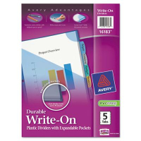 Avery Write-On & Erasable 5-Tab Letter Pocket Dividers, Multicolor, 1 Set