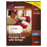 Avery 2" x 3-1/2" Printable Hexagonal Tags with Strings, White, 96/Pack