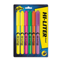 Hi-Liter Chisel Tip Highlighter Pen, Assorted, 6-Pack