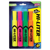 Hi-Liter Chisel Tip Desk Highlighter, Assorted Fluorescent, 4-Pack