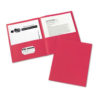 Avery 30-Sheet 8-1/2" x 11" Embossed Two-Pocket Portfolio, Red, 25/Box