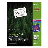 Avery 2-1/3" x 3-3/8" EcoFriendly Name Badge Labels, White, 80/Pack