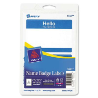 Avery 3-3/8" x 2-11/32" Printable "Hello" Self-Adhesive Name Badges, Blue, 100/Pack