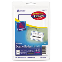 Avery 2-1/3" x 3-3/8" Flexible Self-Adhesive Name Badge Labels, White/Blue, 40/Pack