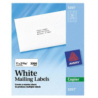 Avery 2-13/16" x 1" Copier Mailing Labels, White, 3300/Box