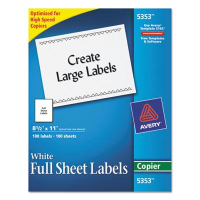 Avery 11" x 8-1/2" Full-Sheet Copier Mailing Labels, White, 100/Box