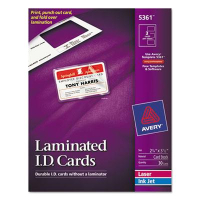 Avery 2" x 3-1/4" Laminated ID Cards, White, 30/Box