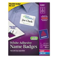 Avery 2-1/3" x 3-3/8" Flexible Self-Adhesive Name Badge Labels, White, 400/Box