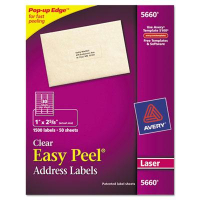 Avery 2-5/8" x 1" Easy Peel Laser Mailing Labels, Clear, 1500/Box