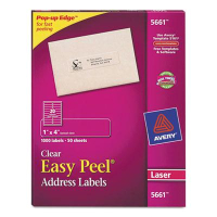 Avery 4" x 1" Easy Peel Laser Mailing Labels, Clear, 1000/Box