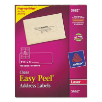 Avery 4" x 1-1/3" Easy Peel Laser Mailing Labels, Clear, 700/Box