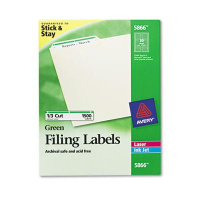 Avery 3-7/16" x 2/3" Self-Adhesive Laser & Inkjet File Folder Labels, Green Border, 1500/Box