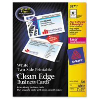 Avery 3-1/2" x 2", 1000-Cards, White Two-Sided Clean Edge Laser Card Stock