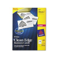 Avery 3-1/2" x 2", 400-Cards, White Clean Edge Laser Card Stock