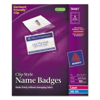 Avery 2-1/4" x 3-1/2" Top Load Clip Badge Holder Kit with Badge Insert, White, 100/Box