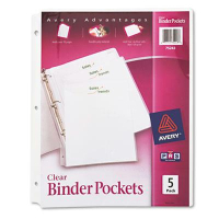 Avery 20-Sheet 8-1/2" x 11" Binder Pockets, Clear, 5 Pockets/Pack