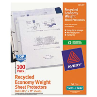 Avery 8-1/2" x 11" Top-Load Recycled Semi-Clear Poly Sheet Protectors, 100/Pack
