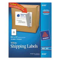 Avery 8-1/2" x 11" Inkjet Printer Internet Shipping Labels, White, 25/Pack
