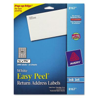 Avery 1-3/4" x 1/2" Easy Peel Inkjet Return Address Labels, White, 2000/Pack