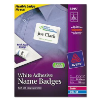 Avery 2-1/3" x 3-3/8" Flexible Self-Adhesive Name Badge Labels, White, 160/Pack