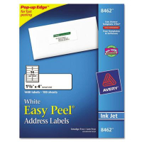 Avery 4" x 1-1/3" Easy Peel Inkjet Address Labels, White, 1400/Box