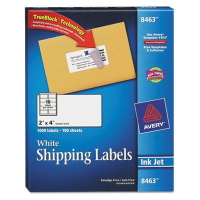 Avery 2" x 4" Inkjet Printer Internet Shipping Labels, White, 1000/Box
