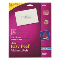 Avery 4" x 1-1/3" Easy Peel Inkjet Mailing Labels, Clear, 350/Pack
