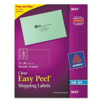 Avery 4" x 2" Easy Peel Inkjet Mailing Labels, Clear, 250/Pack