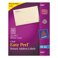 Avery 1-3/4" x 1/2" Easy Peel Inkjet Mailing Labels, Clear, 2000/Pack