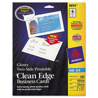 Avery 3-1/2" x 2", 200-Cards, Glossy Clean Edge Card Stock