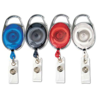 Advantus 30" Carabiner-Style Retractable ID Card Reel, Assorted Colors, 20/Pack