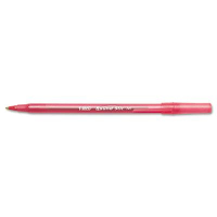 BIC Round Stic 1 mm Medium Stick Ballpoint Pens, Red, 12-Pack