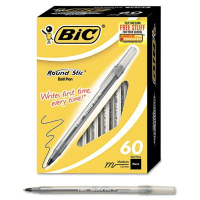 BIC Round Stic 1 mm Medium Stick Ballpoint Pens, Black, 60-Pack