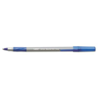BIC Round Stic Grip 1.2 mm Medium Stick Ballpoint Pens, Blue, 12-Pack