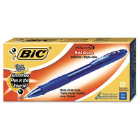 BIC Velocity 1.6 mm Bold Retractable Ballpoint Pens, Blue, 12-Pack