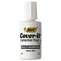 BIC Cover-It Commercial Correction Fluid, 20 ml Bottle, White, 12-Pack
