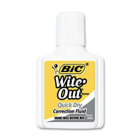 BIC Wite-Out Quick Dry Correction Fluid, 20 ml Bottle, White, 12-Pack
