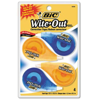 BIC Wite-Out EZ Correct 1/6" x 400" Correction Tape, White, 4-Pack