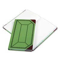 Boorum & Pease 7-5/8" x 12-1/2" 300-Page Record Rule Account Book, Green/Red Cover