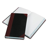 Boorum & Pease 8-5/8" x 14-1/8" 500-Page Record Rule Account Book, Black/Red Cover